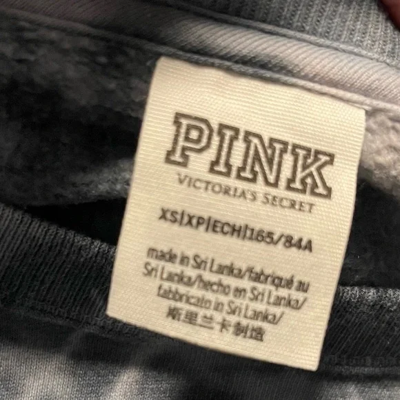 PINK Victoria's Secret Blue & Gray Tie-Dye Crewneck Varsity Shirt XS - Picture 6 of 6